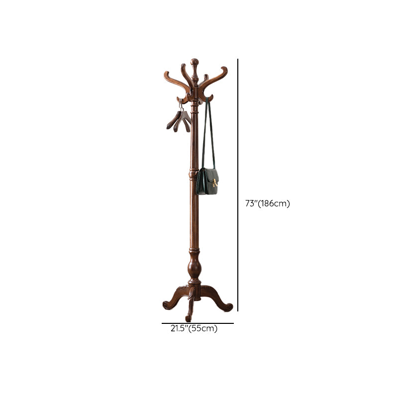 Solid Wood Entry Coat Rack Traditional Style Simple Living Room Floor Coat Rack