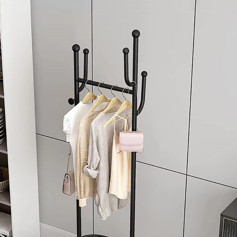 Luxury Metallic Coat Hanger Free Standing Hooks Design Coat Rack with Universal Wheel