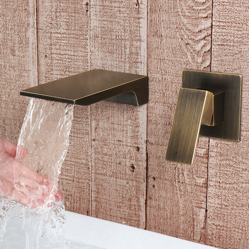 Modern Wall Mounted Bathroom Faucet Copper Single Handle Low Arc Vessel Faucet