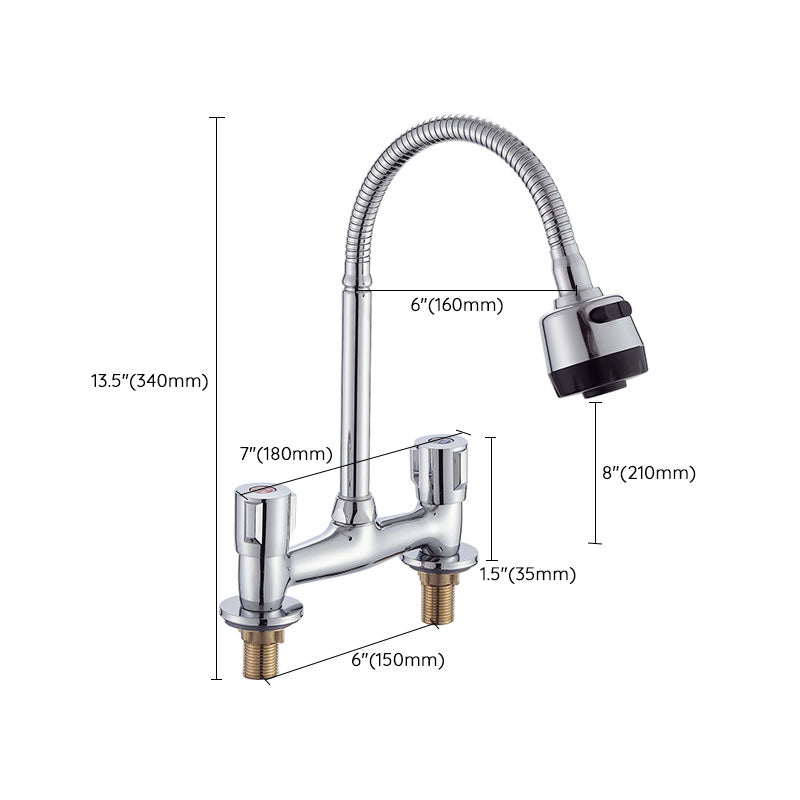 Modern Pre-Rinse Kitchen Faucet Brass Knob Handle Swivel Spout Kitchen Sink Faucet