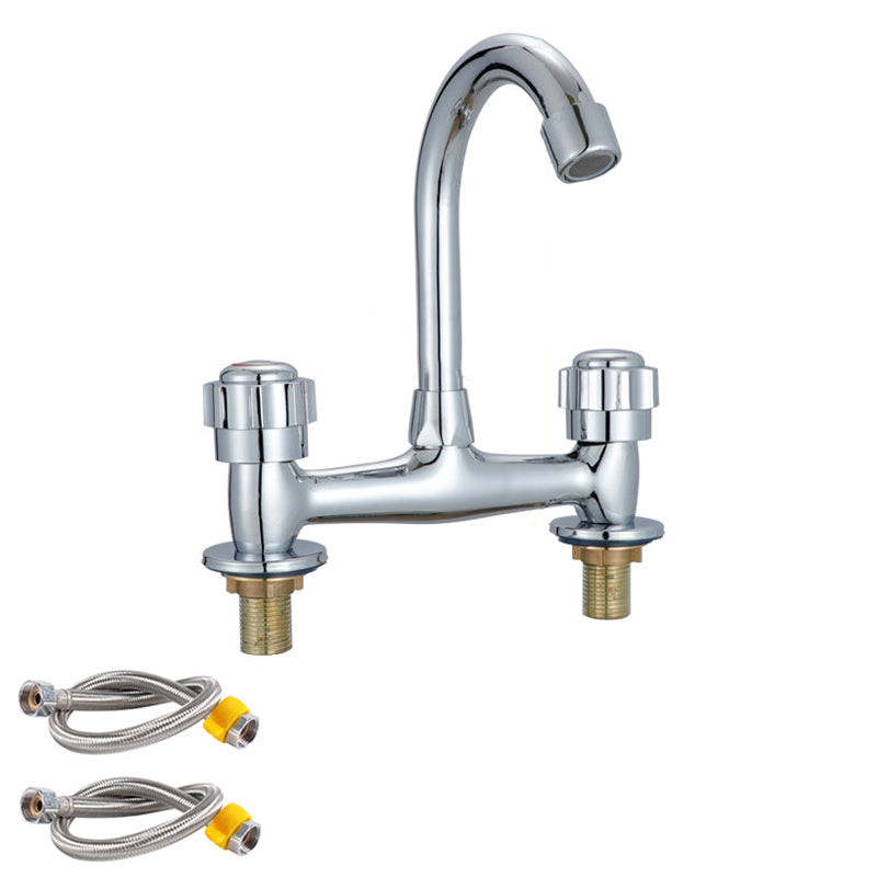 Modern Kitchen Bar Faucet Brass 2 Knob Handle and Supply Lines Bar Prep Kitchen Faucet