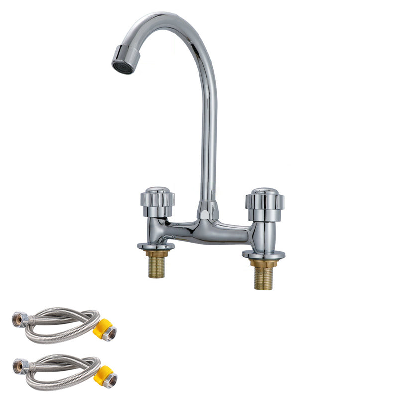 Modern Kitchen Bar Faucet Brass 2 Knob Handle and Supply Lines Bar Prep Kitchen Faucet