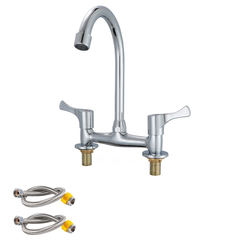 Modern Kitchen Bar Faucet Brass 2 Knob Handle and Supply Lines Bar Prep Kitchen Faucet