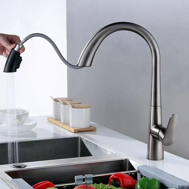 Contemporary Kitchen Faucet Copper Single Handle High Arc Kitchen Faucet