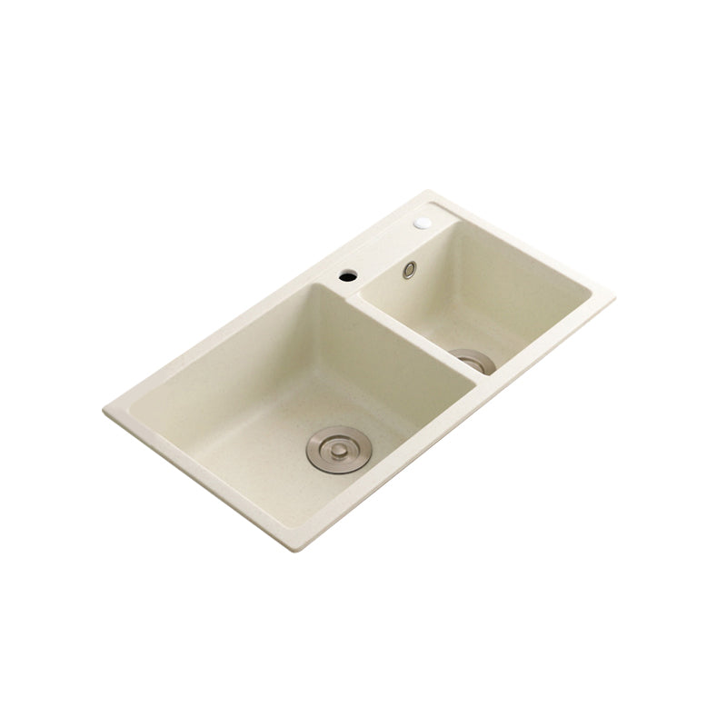 Contemporary Quartz Kitchen Sink Rectangle Shape Kitchen Sink with Double Sinks