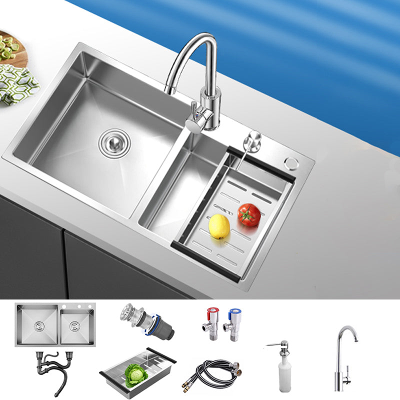 Classic Style Kitchen Sink Stainless Steel Drop-In Noise-cancelling Design Kitchen Sink