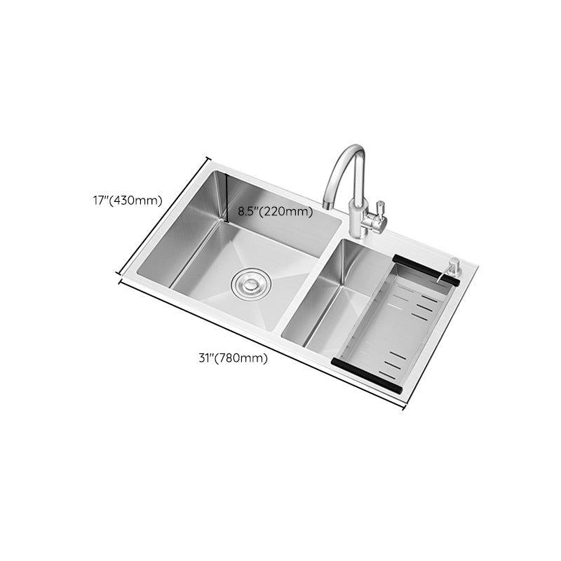 Classic Style Kitchen Sink Stainless Steel Drop-In Noise-cancelling Design Kitchen Sink