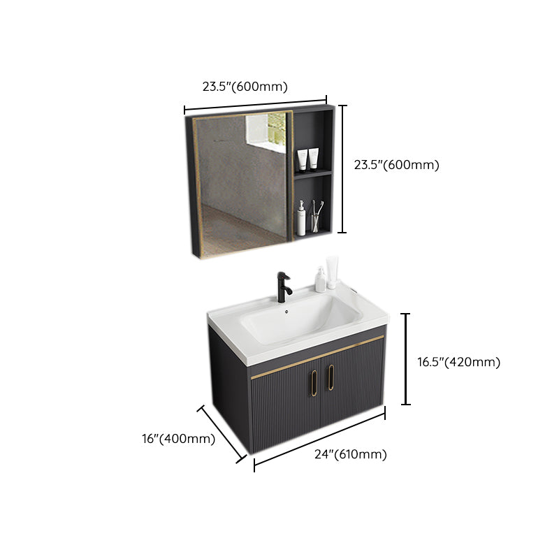 Contemporary Metal Sink Vanity Mirror Cabinet Wall-Mounted Vanity Cabinet