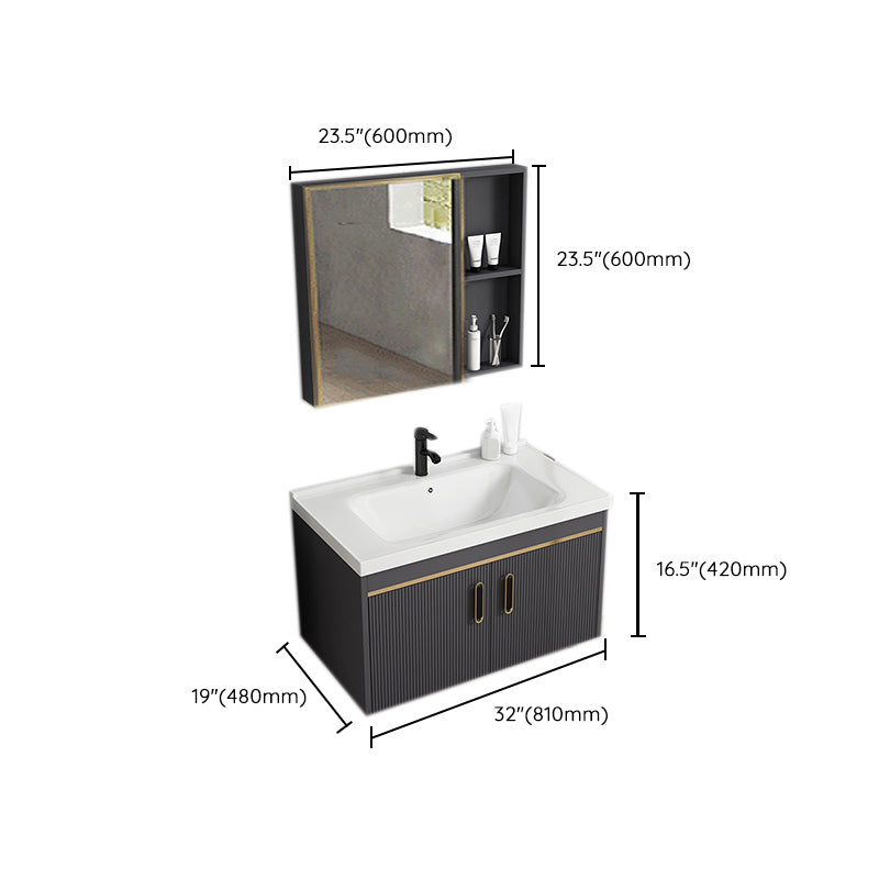 Contemporary Metal Sink Vanity Mirror Cabinet Wall-Mounted Vanity Cabinet