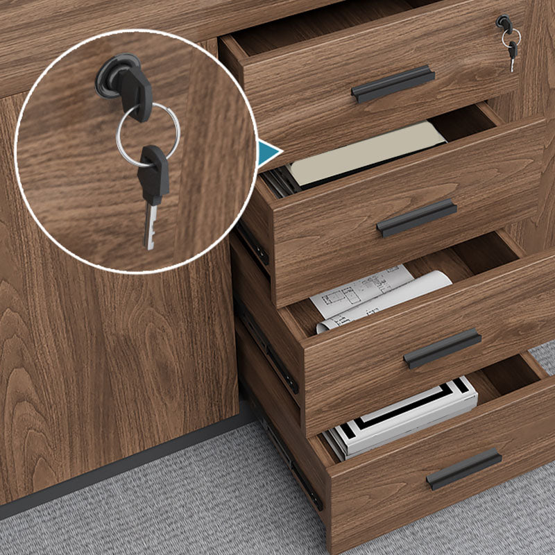 Lateral Modern Filing Cabinet Engineered Wood File Cabinet with Lock and Storage