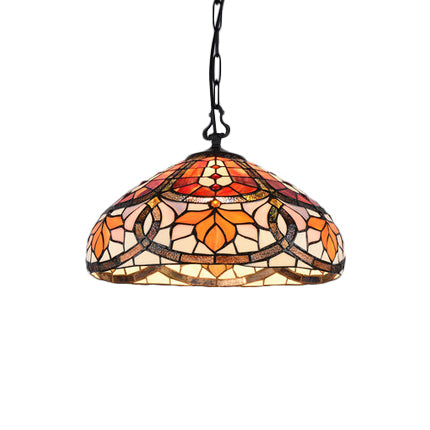 Luz de colgante colgante floral Sala de estar de vidrio manchado e iluminación de cocina con cadenas ajustables