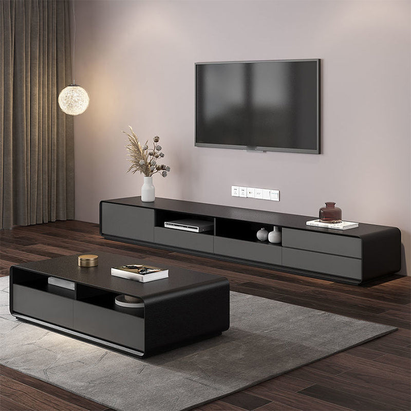 Contemporary TV Media Console Wooden TV Media Stand with 4 Drawers