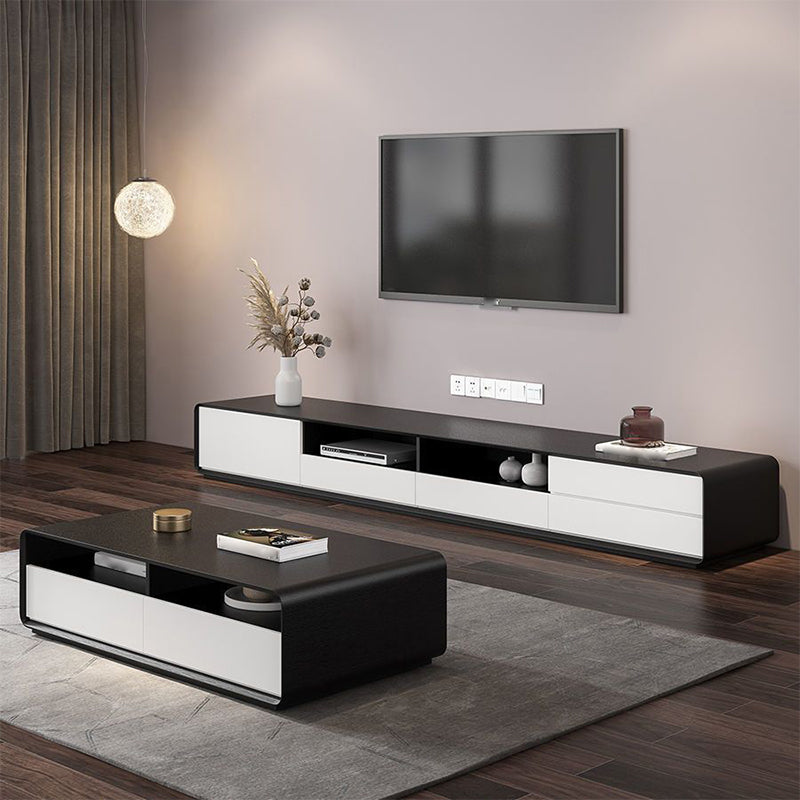 Contemporary TV Media Console Wooden TV Media Stand with 4 Drawers