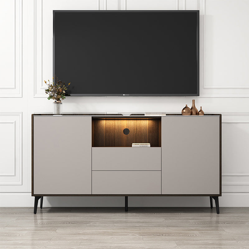 Contemporary Faux Wood TV Stand 2 Drawers and 2 Doors TV Cabinet