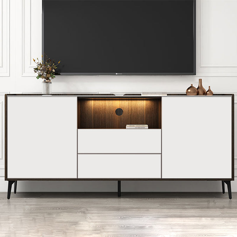 Contemporary Faux Wood TV Stand 2 Drawers and 2 Doors TV Cabinet