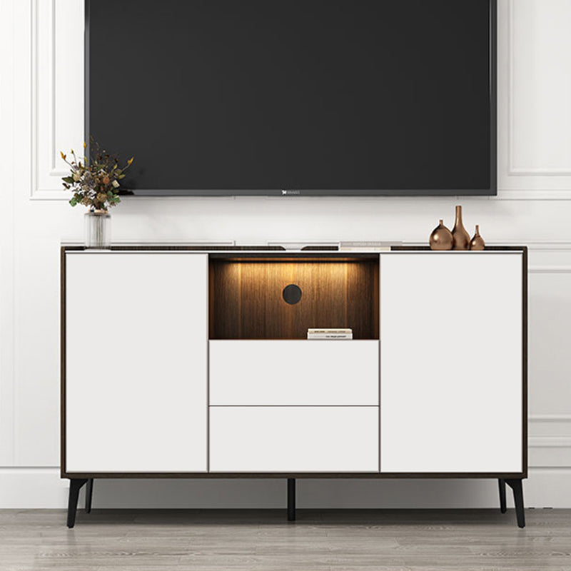 Contemporary Faux Wood TV Stand 2 Drawers and 2 Doors TV Cabinet