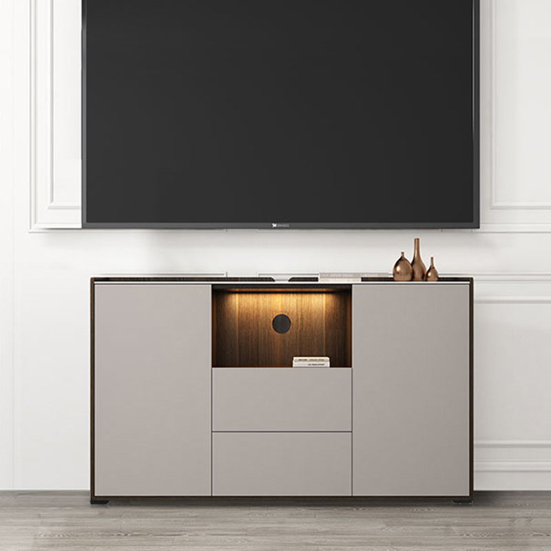 Contemporary Faux Wood TV Stand 2 Drawers and 2 Doors TV Cabinet