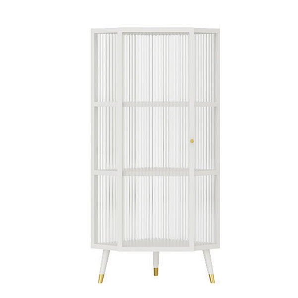 Contemporary Metal Curio Cabinet Glass Doors Storage Cabinet for Dining Room