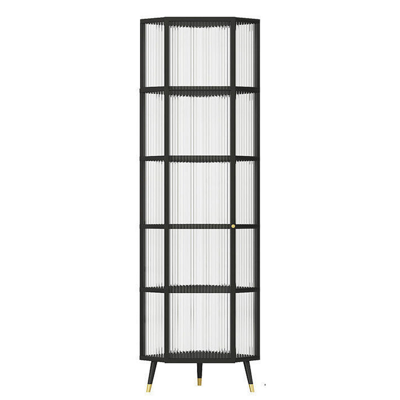 Contemporary Metal Curio Cabinet Glass Doors Storage Cabinet for Dining Room