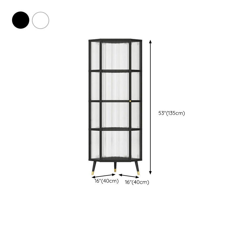 Contemporary Metal Curio Cabinet Glass Doors Storage Cabinet for Dining Room