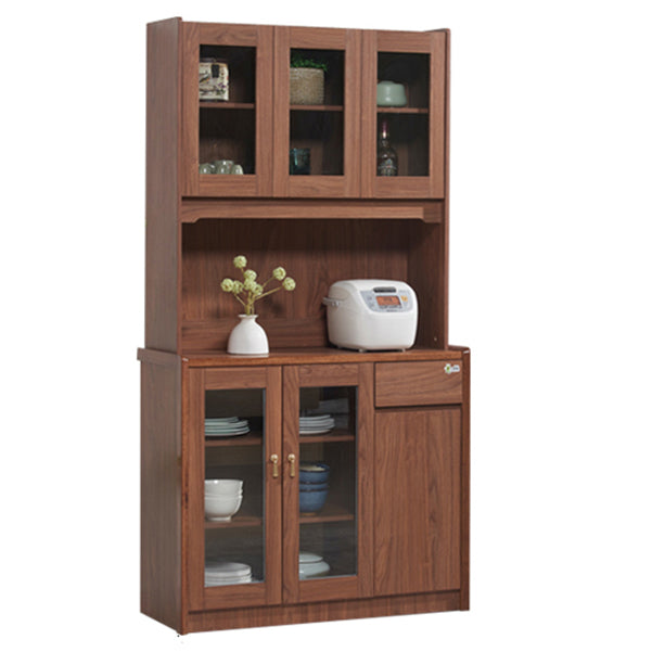 Contemporary Dining Hutch Wood Glass Doors Storage Cabinet for Dining Room