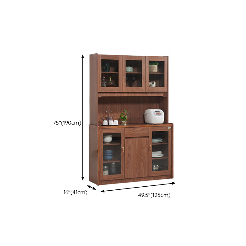 Contemporary Dining Hutch Wood Glass Doors Storage Cabinet for Dining Room