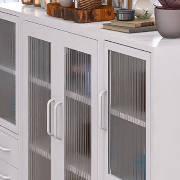 Contemporary China Cabinet Glass Doors Metal Storage Cabinet for Dining Room