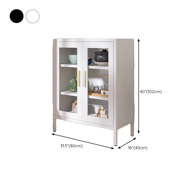 Contemporary China Cabinet Glass Doors Metal Storage Cabinet for Dining Room