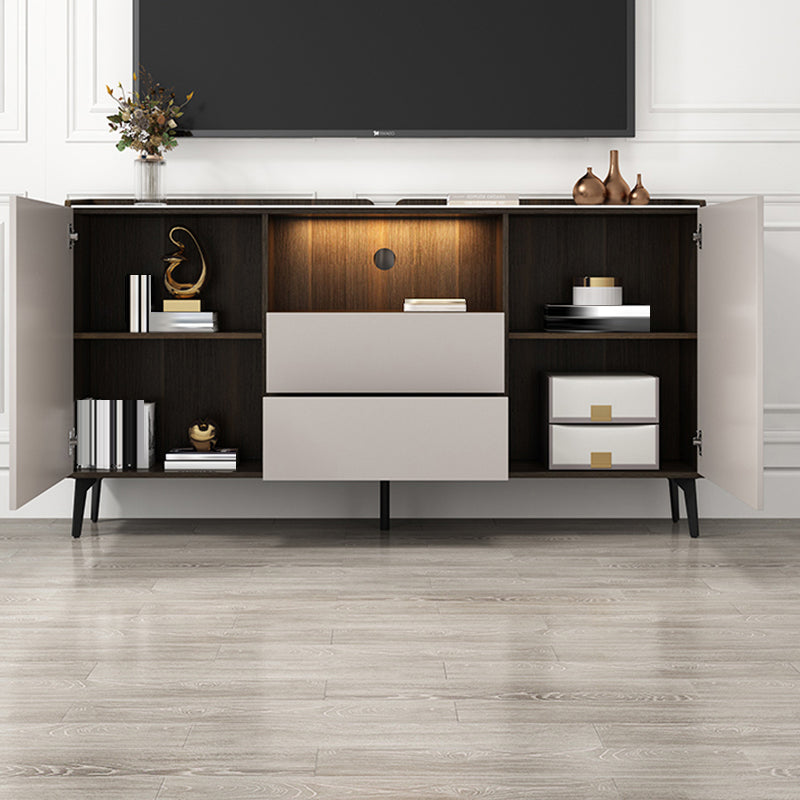 Contemporary Faux Wood TV Stand 2 Drawers and 2 Doors TV Cabinet