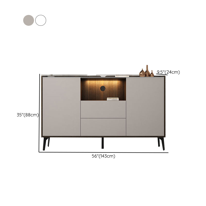 Contemporary Faux Wood TV Stand 2 Drawers and 2 Doors TV Cabinet