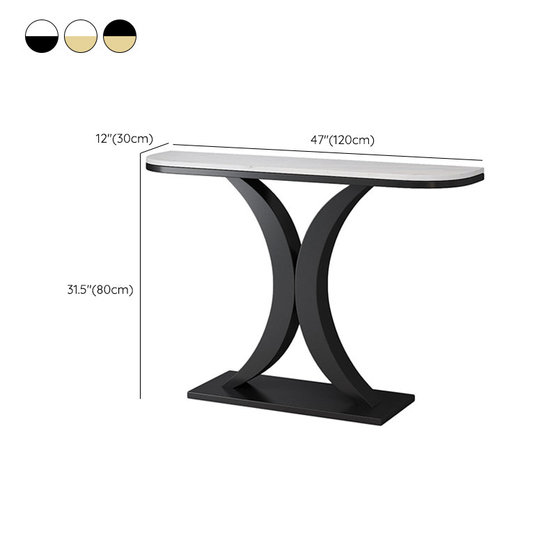 Glam Marble Console Table Half Moon Iron Console Sofa Table for Hall