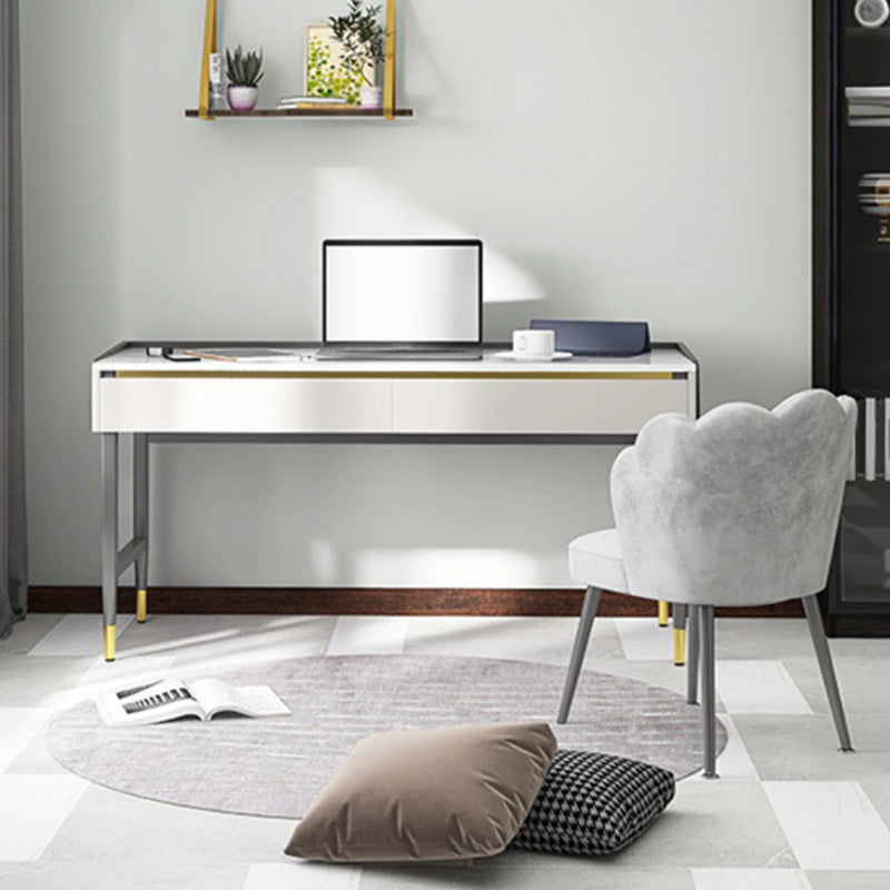 Contemporary Stone Office Desk Bedroom Writing Desk with Black Legs