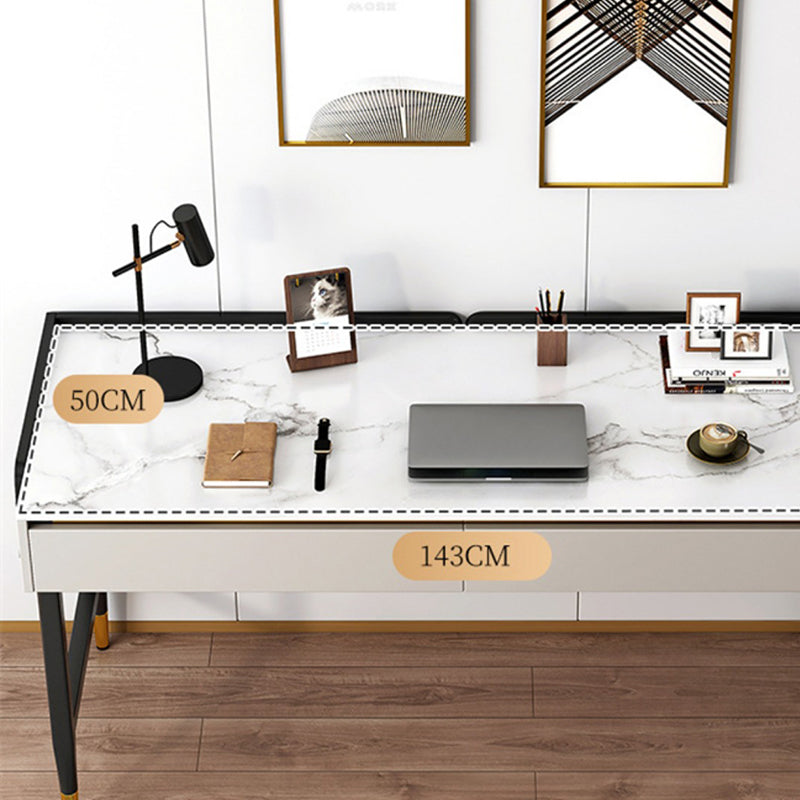 Contemporary Stone Office Desk Bedroom Writing Desk with Black Legs