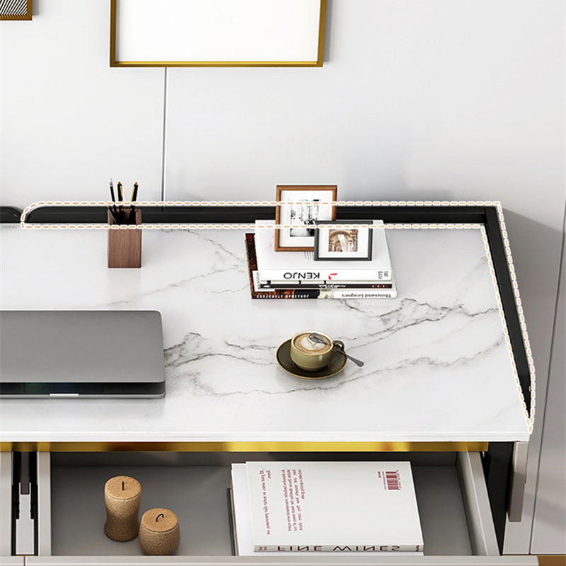 Contemporary Stone Office Desk Bedroom Writing Desk with Black Legs