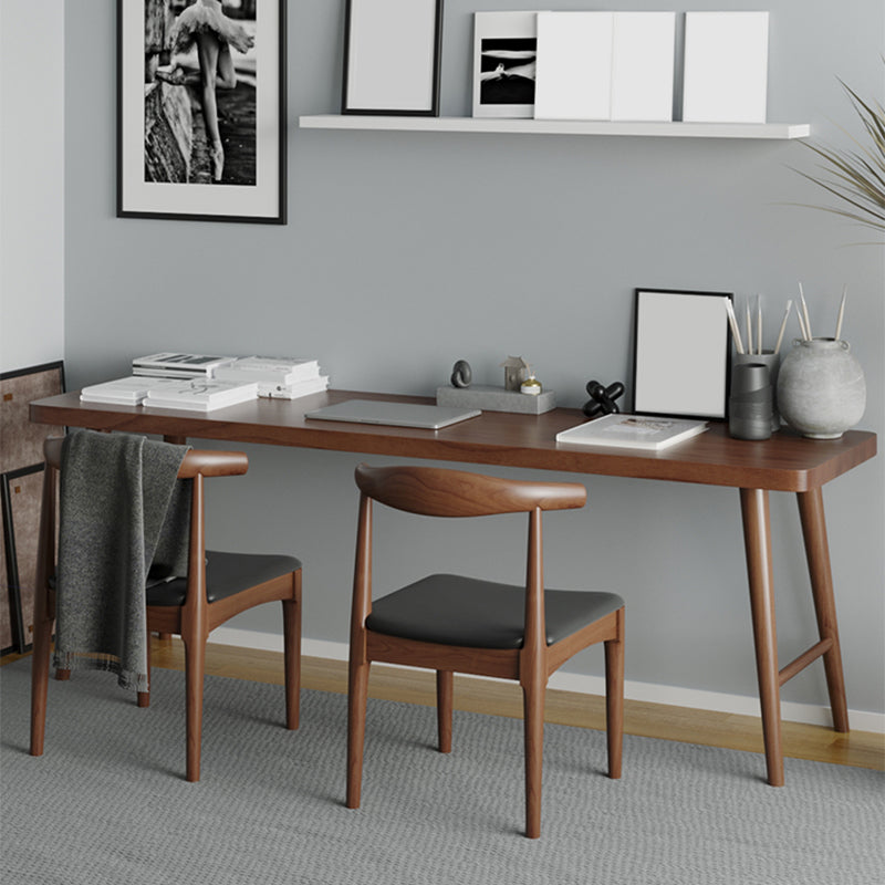 Brown Contemporary Writing Desk Solid Wood Office Desk with Legs