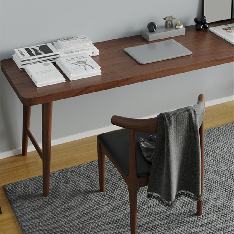 Brown Contemporary Writing Desk Solid Wood Office Desk with Legs