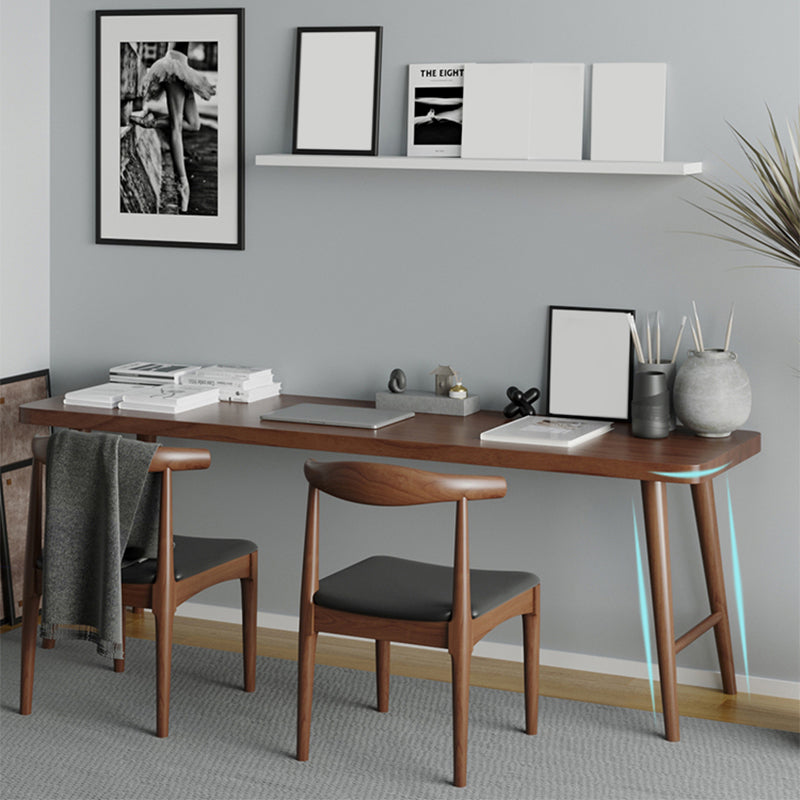 Brown Contemporary Writing Desk Solid Wood Office Desk with Legs