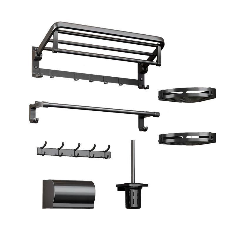 Traditional Aluminum Bath Hardware Set Black Bathroom Accessory Kit