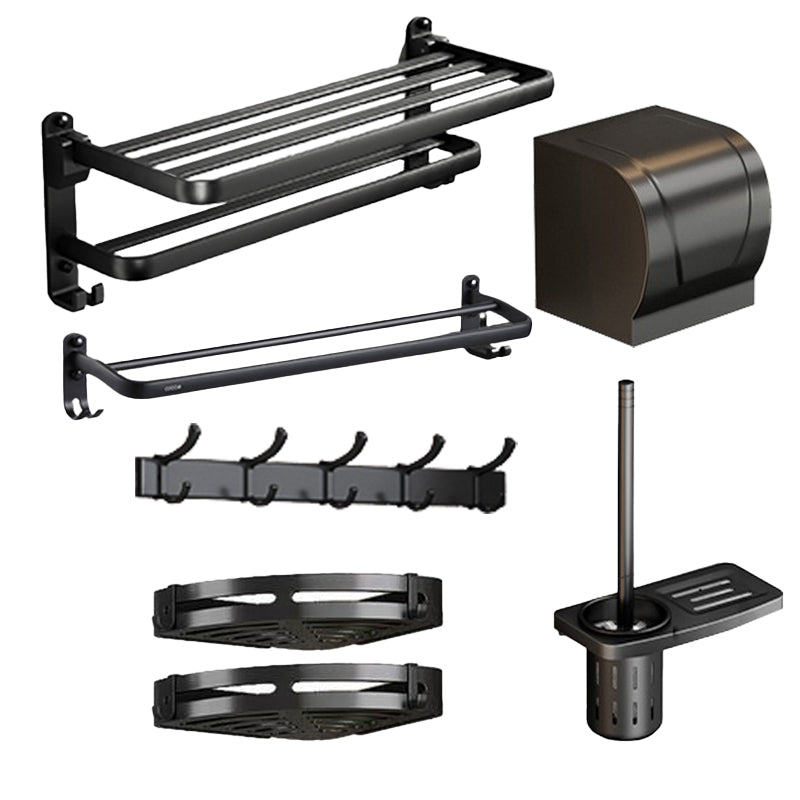 Traditional Aluminum Bath Hardware Set Black Bathroom Accessory Kit