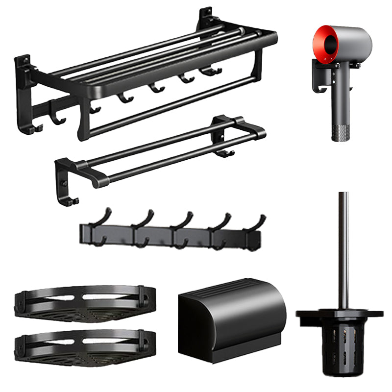 Traditional Aluminum Bath Hardware Set Black Bathroom Accessory Kit