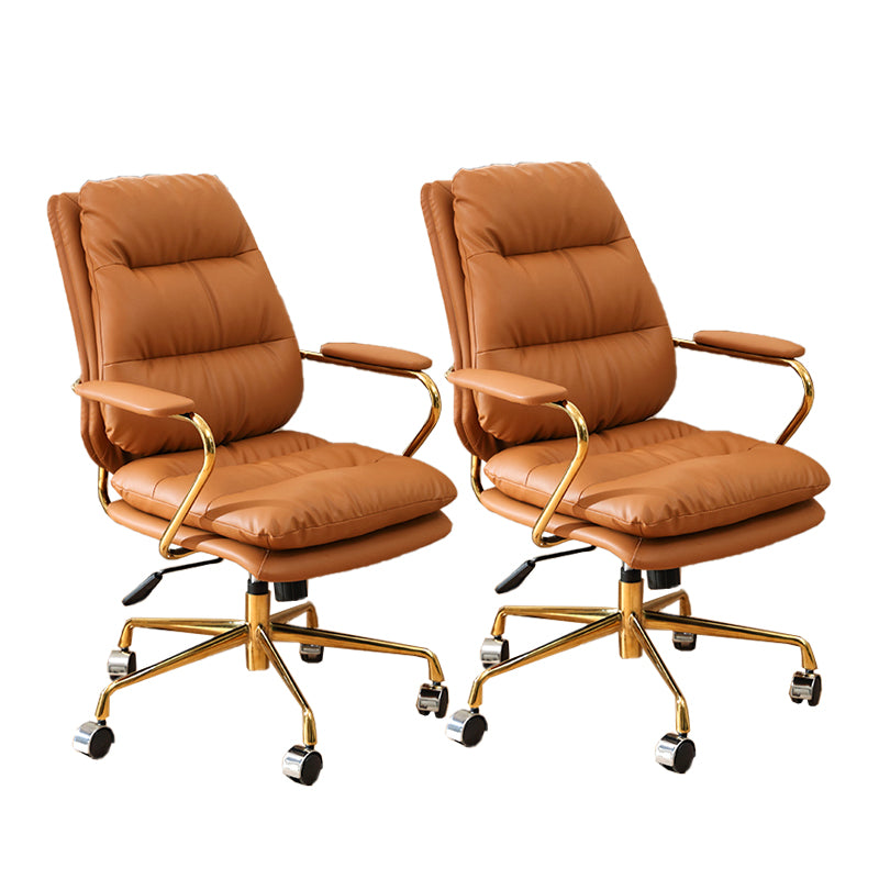 Modern Upholstered Office Chair Fixed Arms No Distressing Desk Chair with Wheels