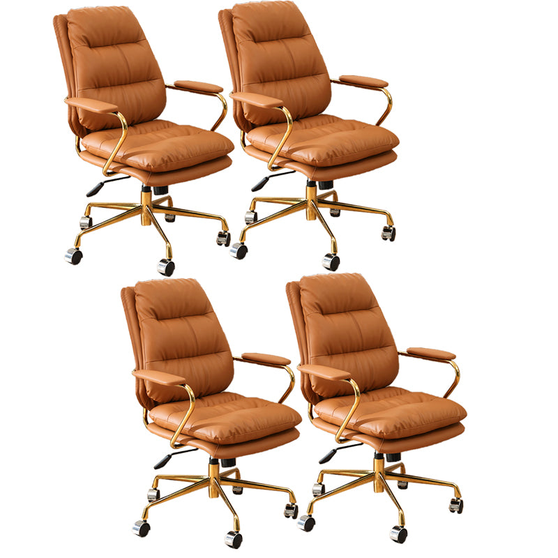 Modern Upholstered Office Chair Fixed Arms No Distressing Desk Chair with Wheels