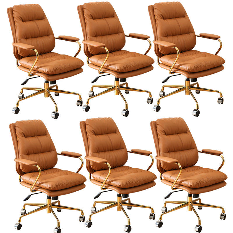 Modern Upholstered Office Chair Fixed Arms No Distressing Desk Chair with Wheels