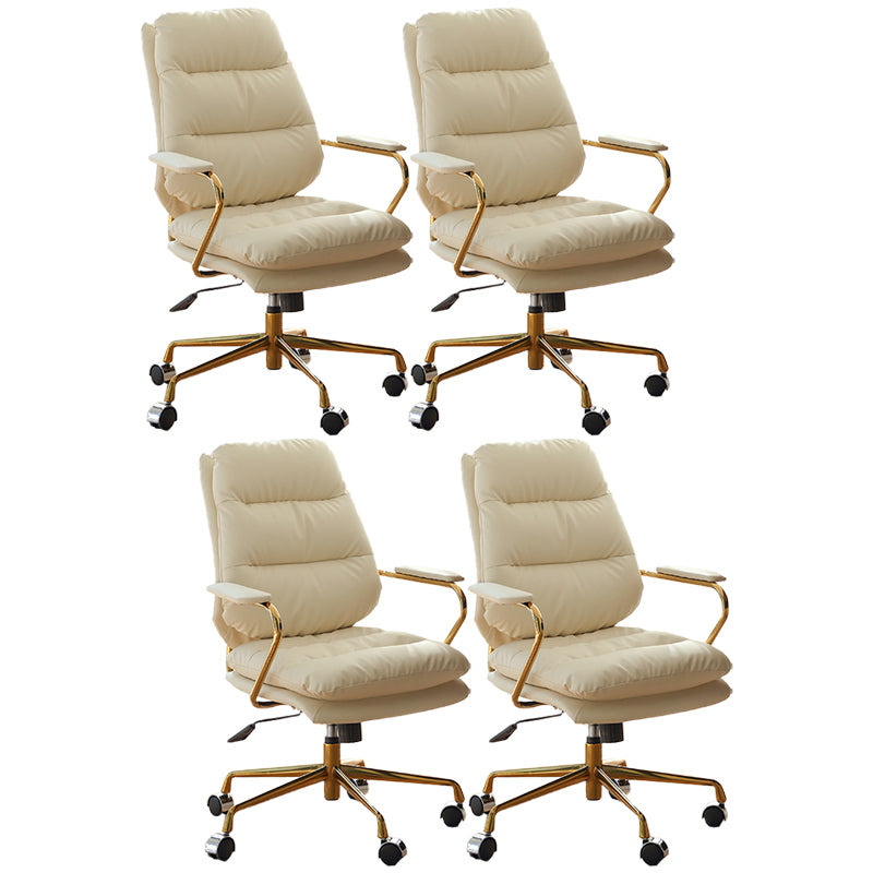 Modern Upholstered Office Chair Fixed Arms No Distressing Desk Chair with Wheels