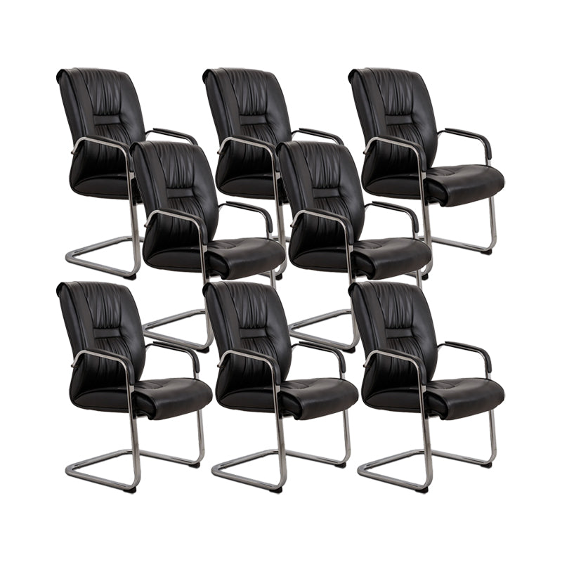 Contemporary Leather Task Chair Padded Arms Desk Chair for Office