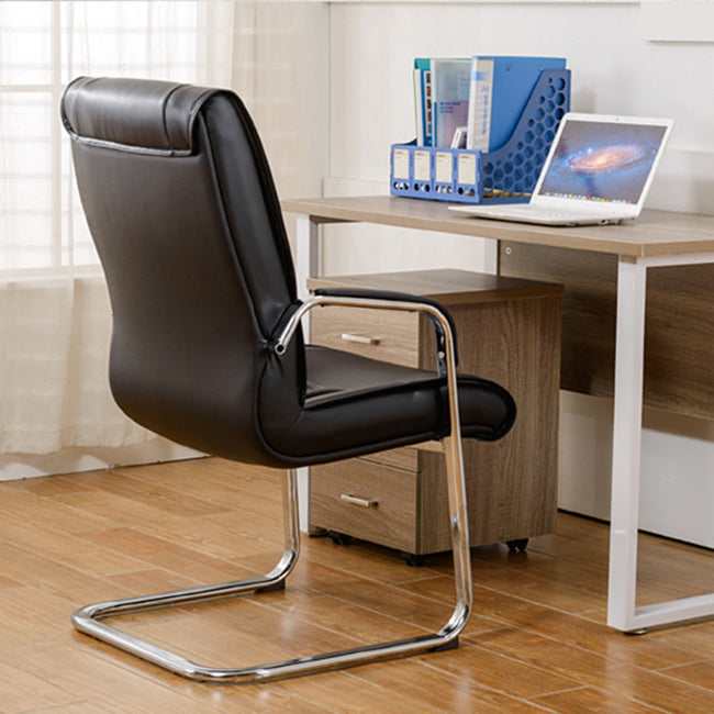 Contemporary Leather Task Chair Padded Arms Desk Chair for Office