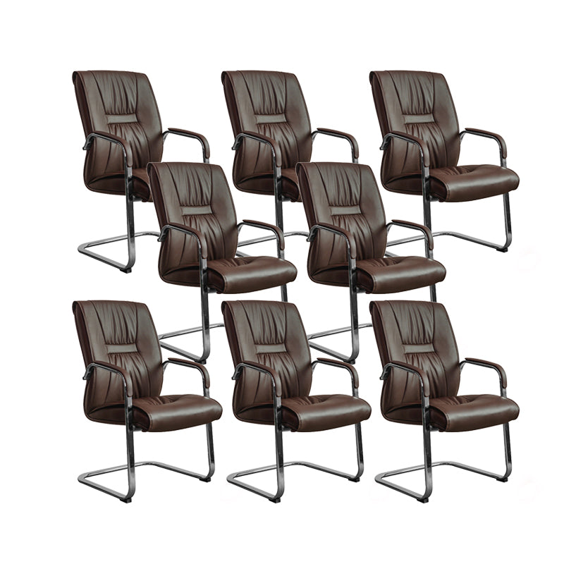 Contemporary Leather Task Chair Padded Arms Desk Chair for Office