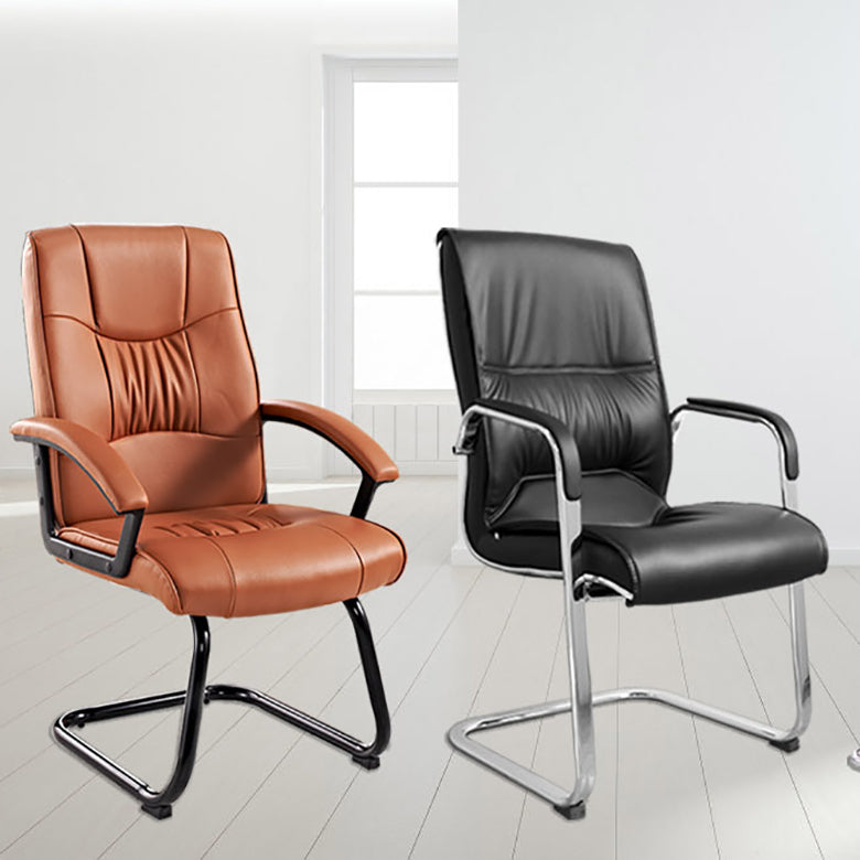 Contemporary Leather Task Chair Padded Arms Desk Chair for Office