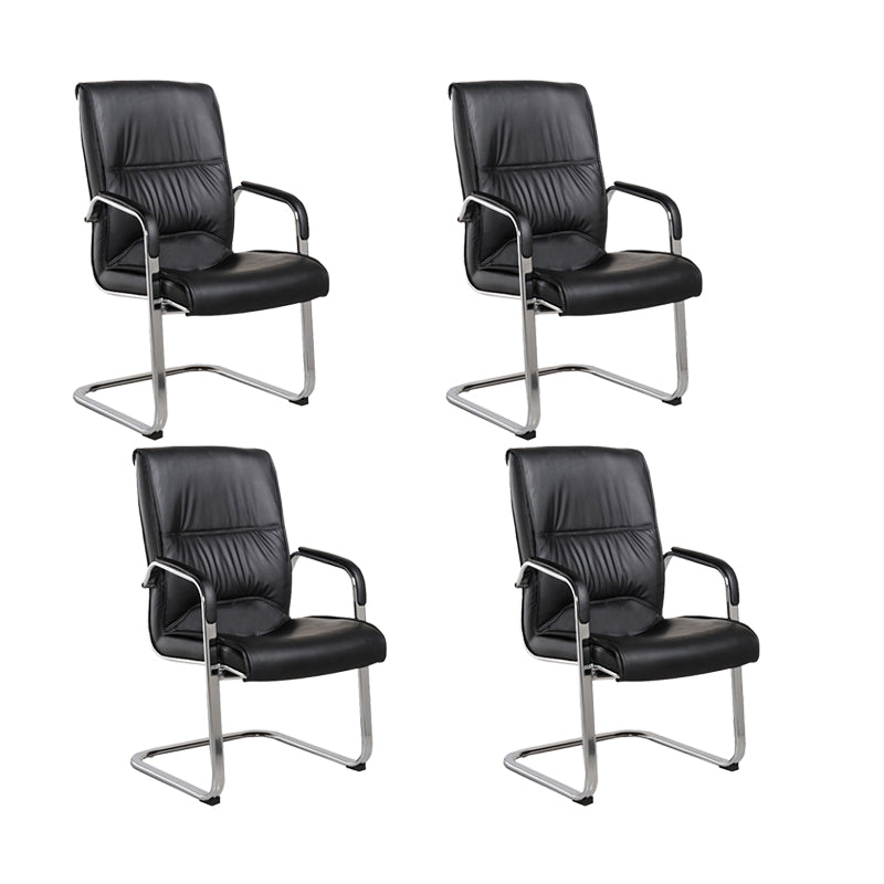 Contemporary Leather Task Chair Padded Arms Desk Chair for Office