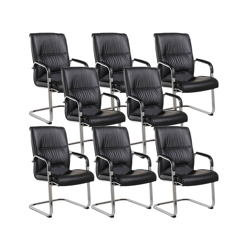 Contemporary Leather Task Chair Padded Arms Desk Chair for Office